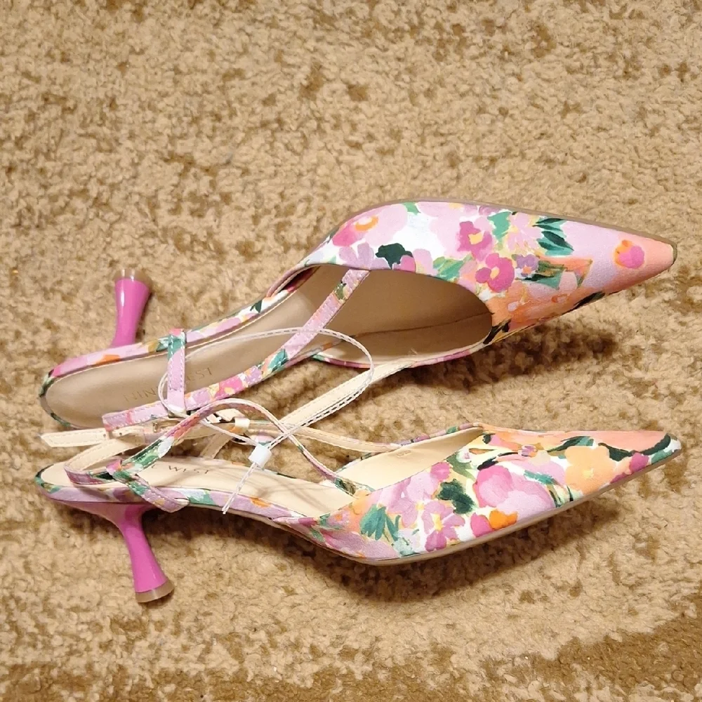 Nine West Multicolor Floral Slingback Kitten Heels - Picture 4 of 7
